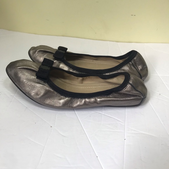 Salvatore Ferragamo My Joy Metallic Leather Ballet Flats Shoes Slip On Slides 9 - Picture 6 of 16